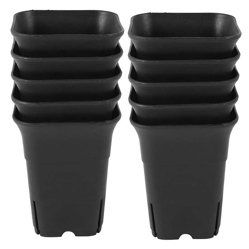 10pcs Black Square High Waist Mini Nursery Pot Plant Pot S