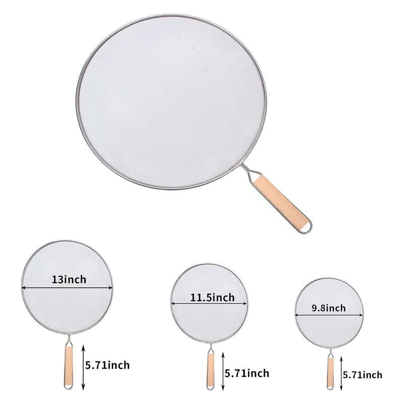 3 Pieces Splatter Guard Mesh Stainless Steel Guard Shield for Kitchen