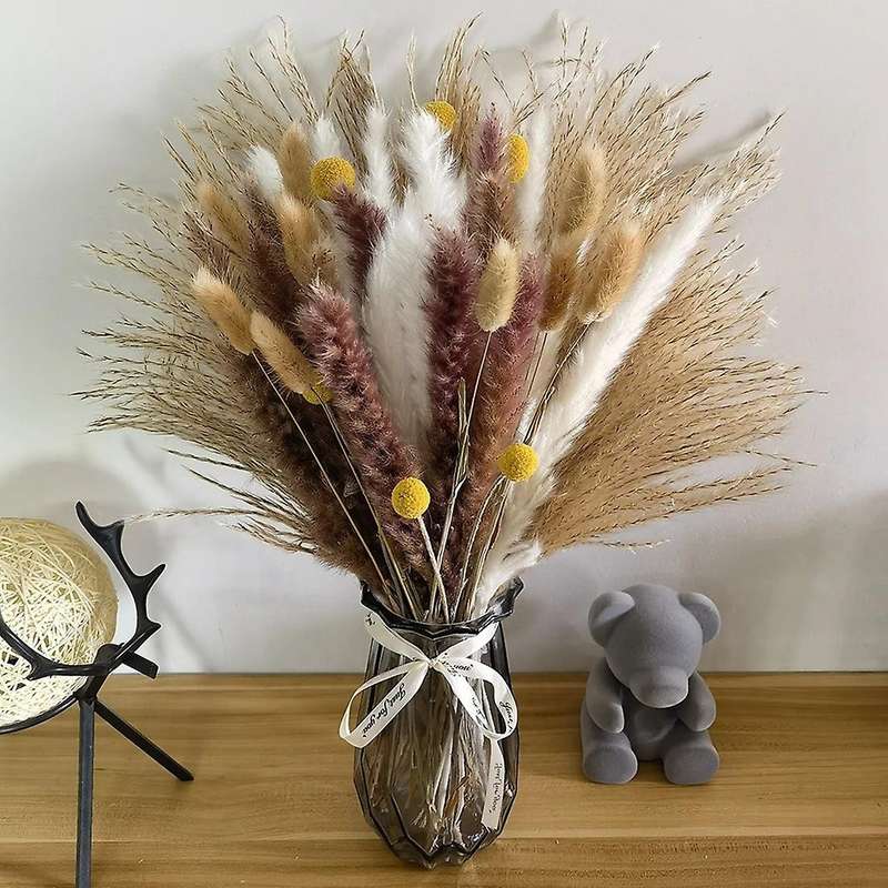 66pcs Dried Pampas Grass Decor Wedding Diy Bohemian Bouquet for Home