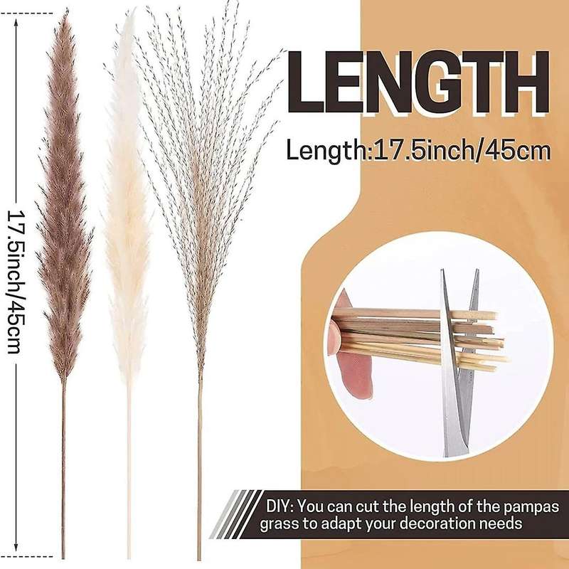 66pcs Dried Pampas Grass Decor Wedding Diy Bohemian Bouquet for Home