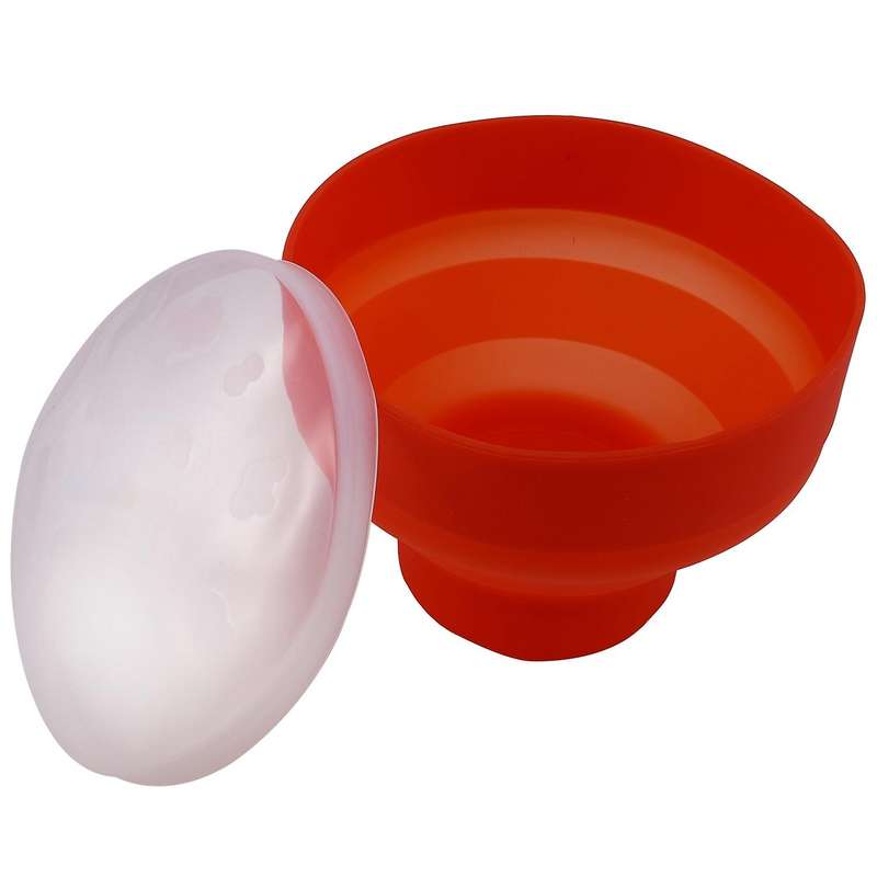 Microwave Silicone Foldable Red Kitchen Popcorn Bucket Bowl with Lid