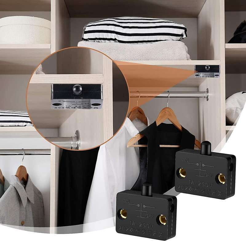 8 Pieces Cabinet Lamp Switch Automatic Door Contact Switch (black)