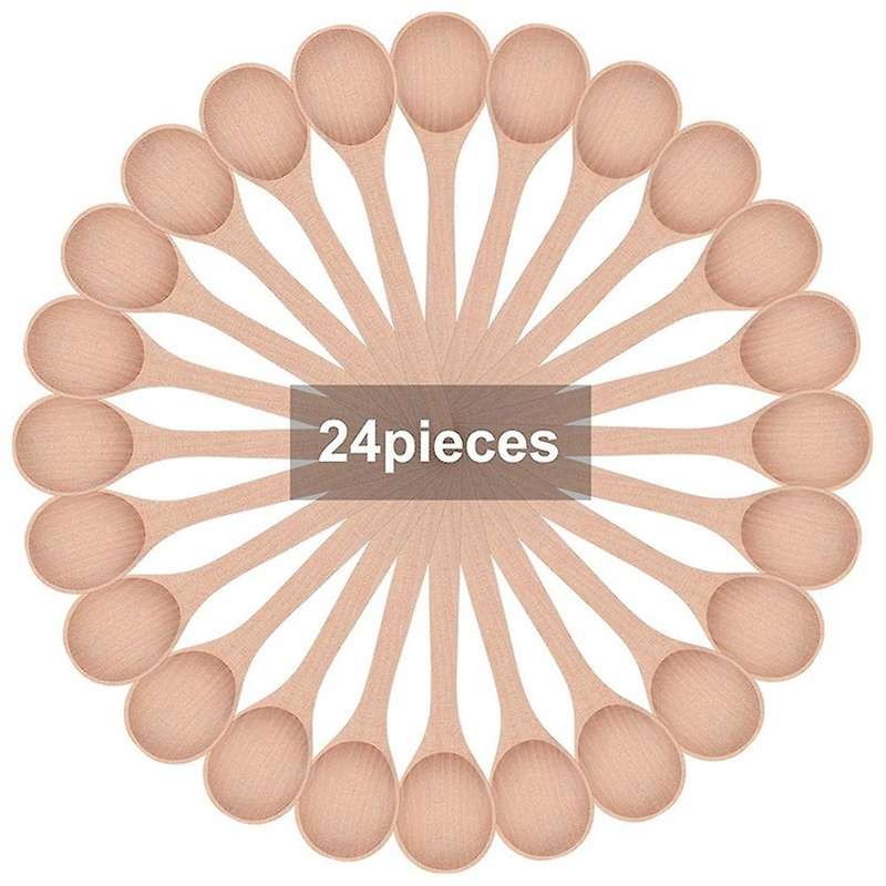 24 Pieces 6.7 Inch Wooden Spoons Condiments Salt Spoons (wood Color)