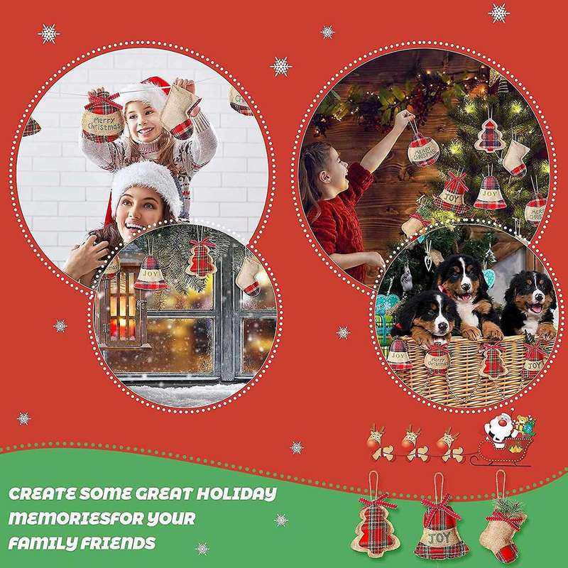 8 Pcs Burlap Christmas Tree Ornaments Christmas Party Decoration