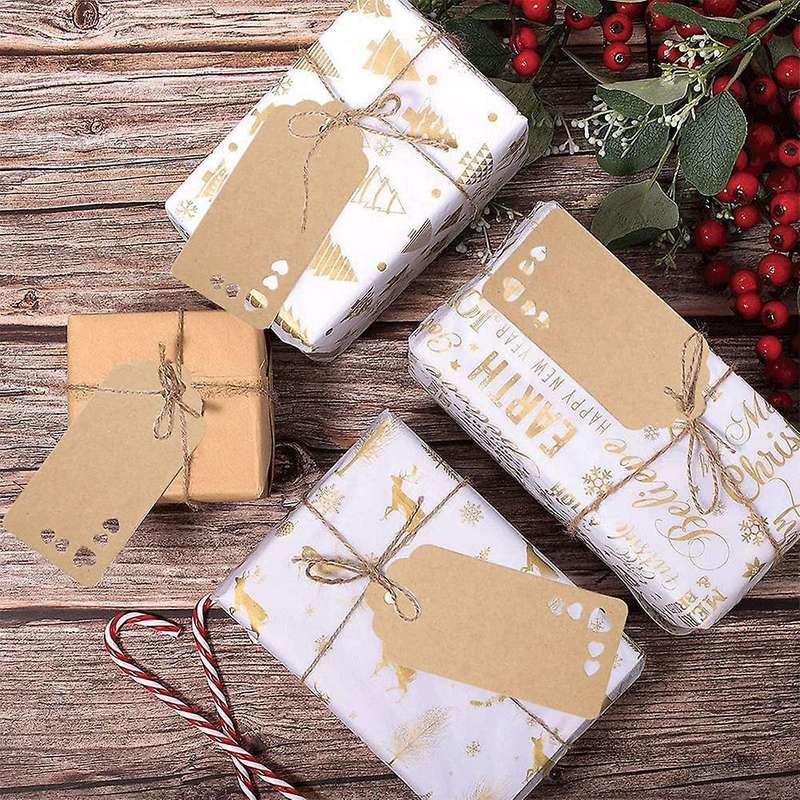 100 Pcs Paper Love Hollow Tags with Twine for Christmas Diy Decor