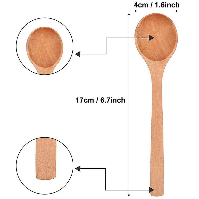 24 Pieces 6.7 Inch Wooden Spoons Condiments Salt Spoons (light Brown)
