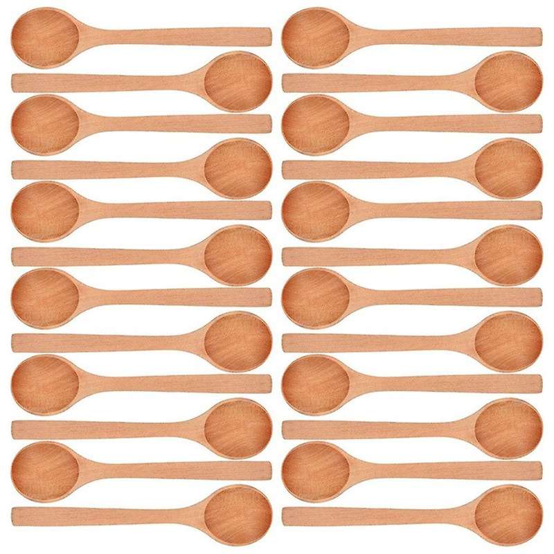 24 Pieces 6.7 Inch Wooden Spoons Condiments Salt Spoons (light Brown)
