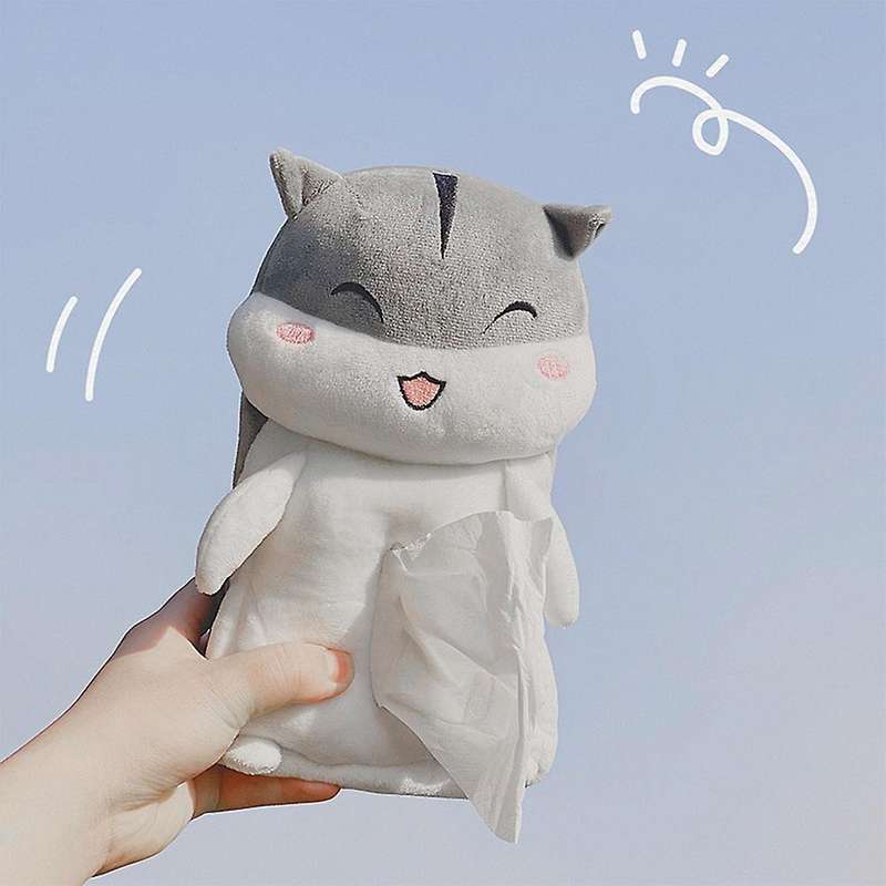 Plush Tissue Holder Cartoon Tissue Storage Box with Fixed Belt A