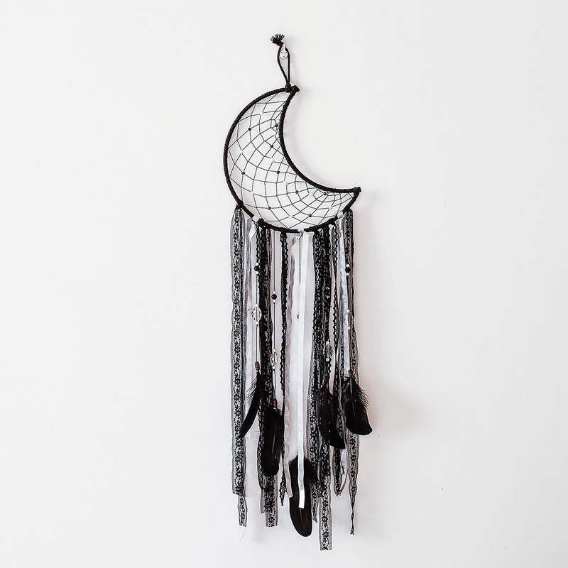 Moon Dream Catcher Black Dreamcatcher for Kids Bedroom Decoration