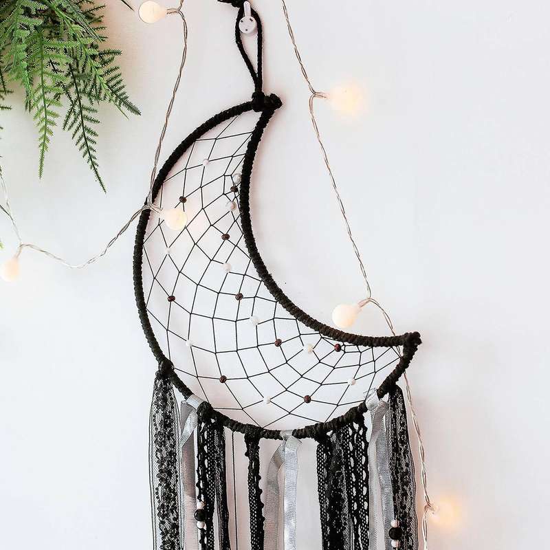 Moon Dream Catcher Black Dreamcatcher for Kids Bedroom Decoration