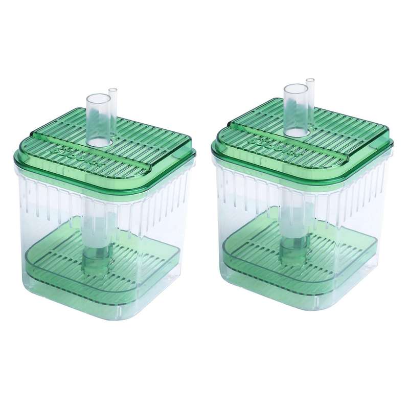 2x Plastic Fish Tank Aquarium Filter Bottom Box Transparent Green