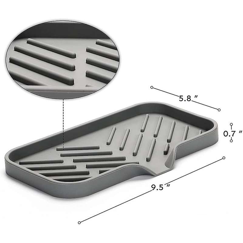 Silicone Kitchen Soap Tray, Sink Tray Drain Sponge Rack, Sink Storage