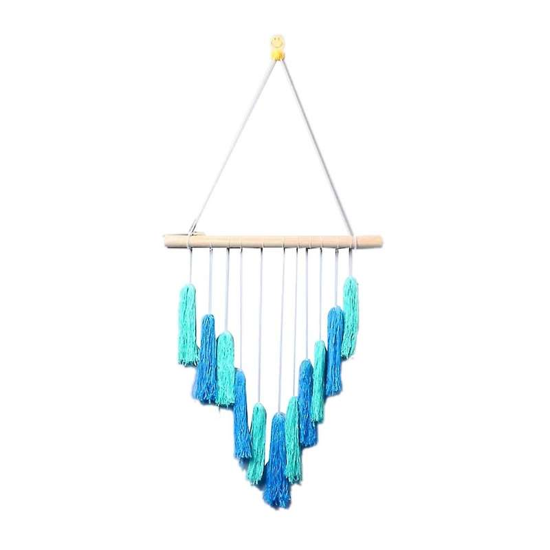 Bohemian Tassel Gradient Tapestry Handwoven Home Decoration, Blue