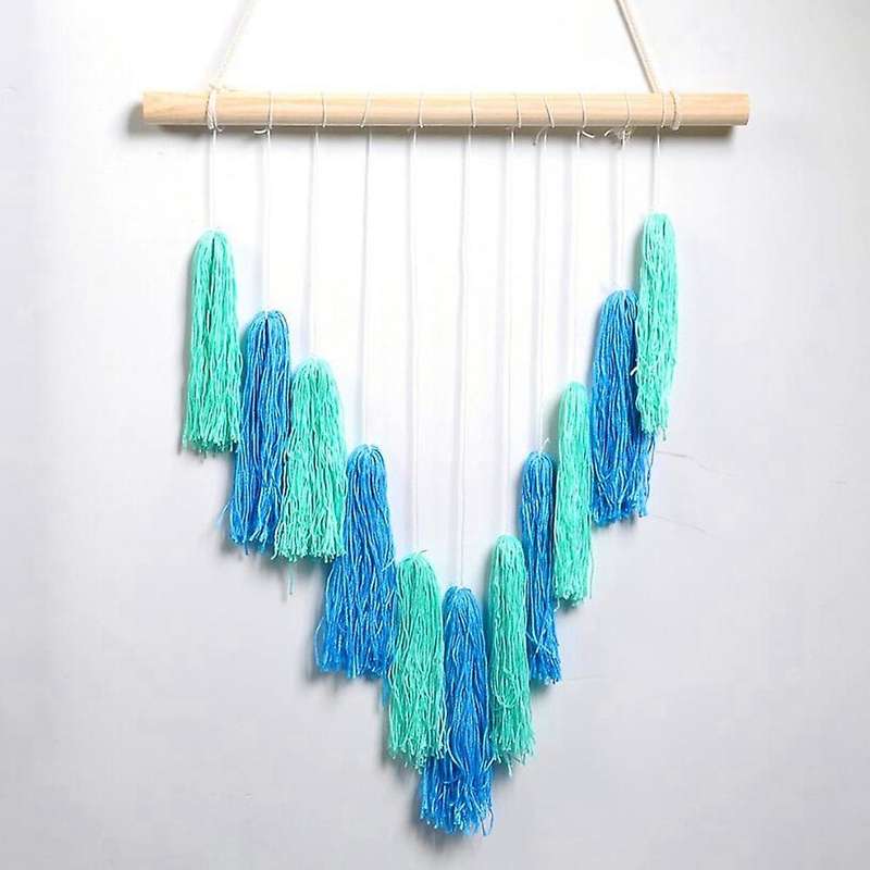 Bohemian Tassel Gradient Tapestry Handwoven Home Decoration, Blue