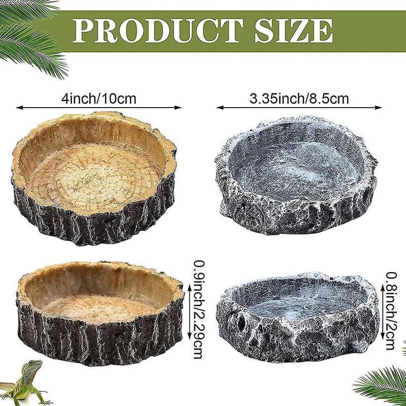 2 Pieces Reptile Water and Food Bowls Feeder for Leopard Reptile