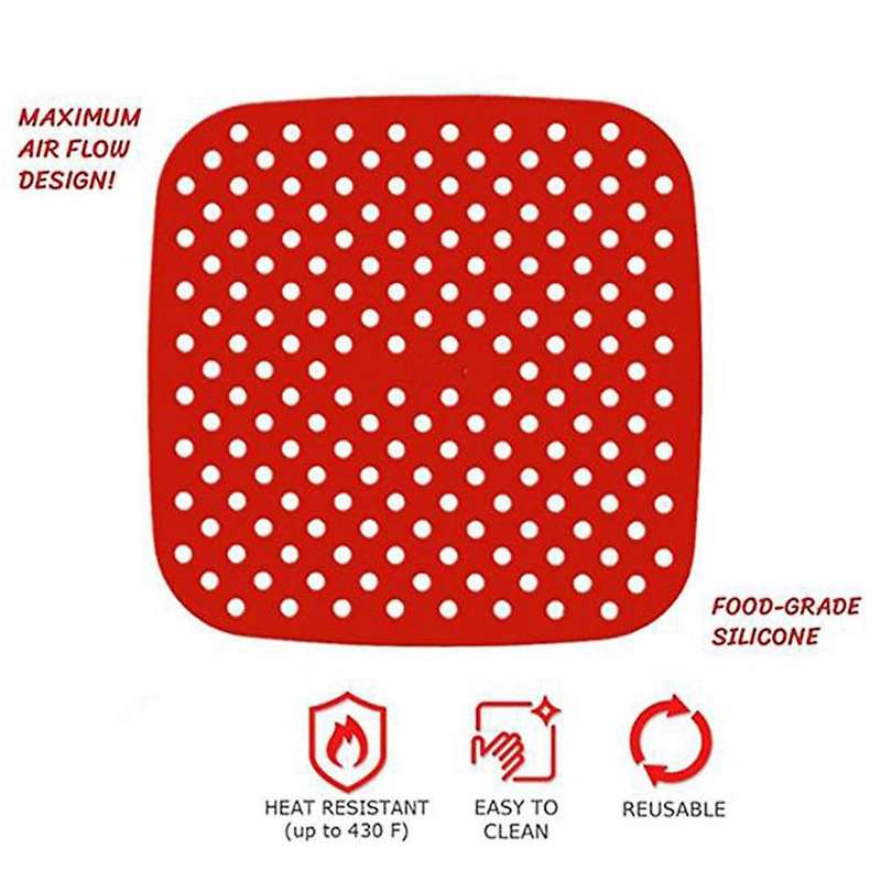Reusable Air Fryer Liners,non Stick Surface,set Of 3 9x9inch,red
