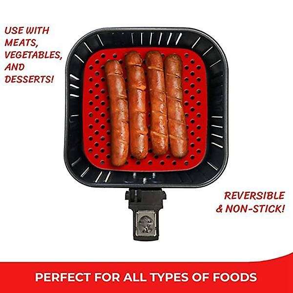 Reusable Air Fryer Liners,non Stick Surface,set Of 3 9x9inch,red