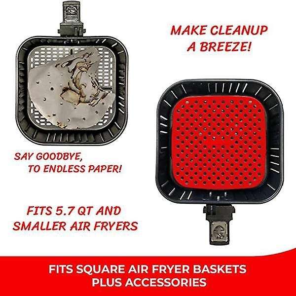 Reusable Air Fryer Liners,non Stick Surface,set Of 3 9x9inch,red