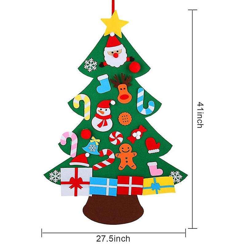 3d Felt Christmas Tree Wall Hanging 3ft with Ornaments for Kids Diy