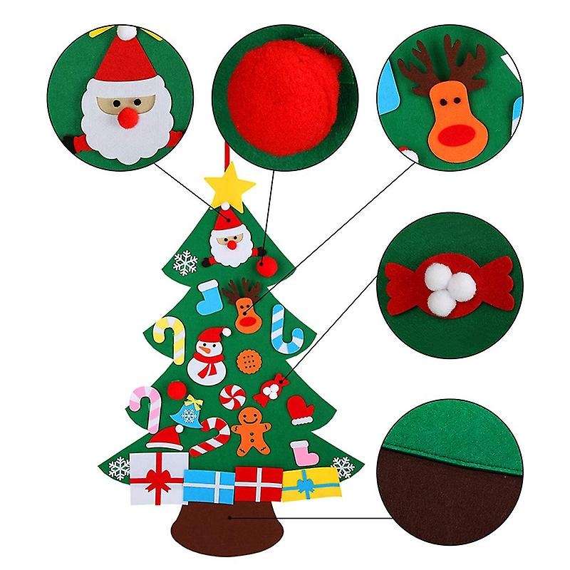 3d Felt Christmas Tree Wall Hanging 3ft with Ornaments for Kids Diy