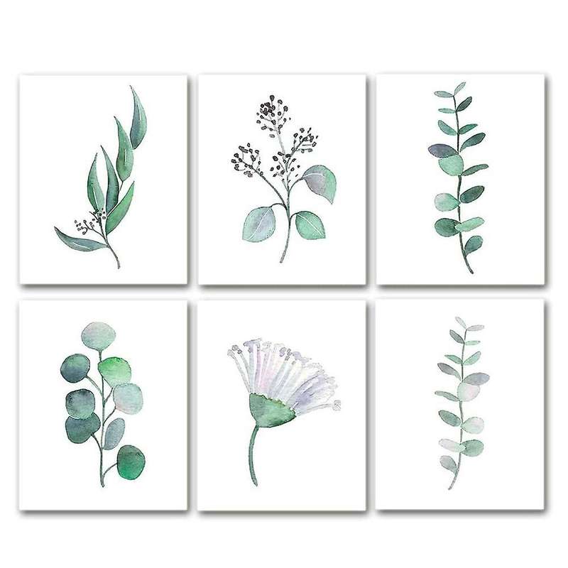 Botanical Canvas Art, Unframed Eucalyptus Leaves Set(frameless,6 Pcs)