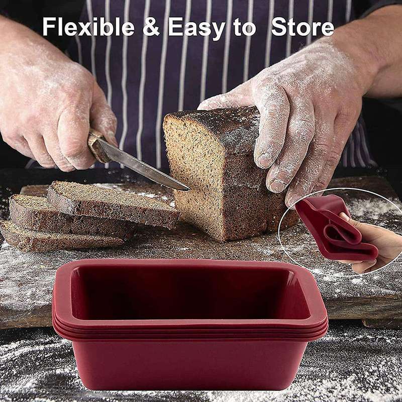 Bread Pan 4 Piece Set Non-stick Silicone Mini Cake for Baking Bread