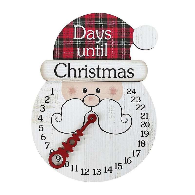 Wooden Holiday Calendar with Lanyard Pendant Decorations Santa Claus