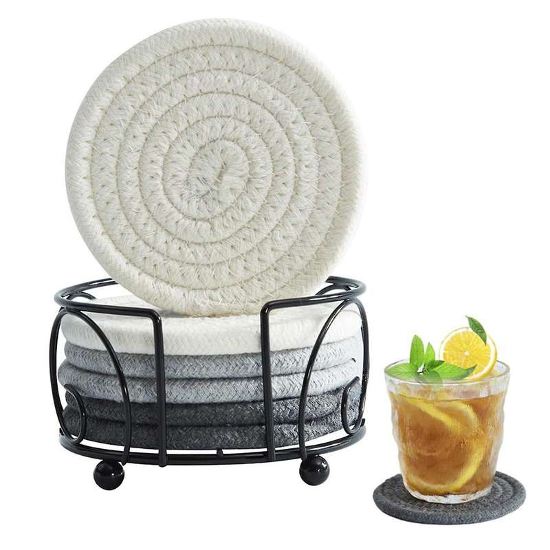Coasters with Holder Handmade Braided Thick Cotton Rope