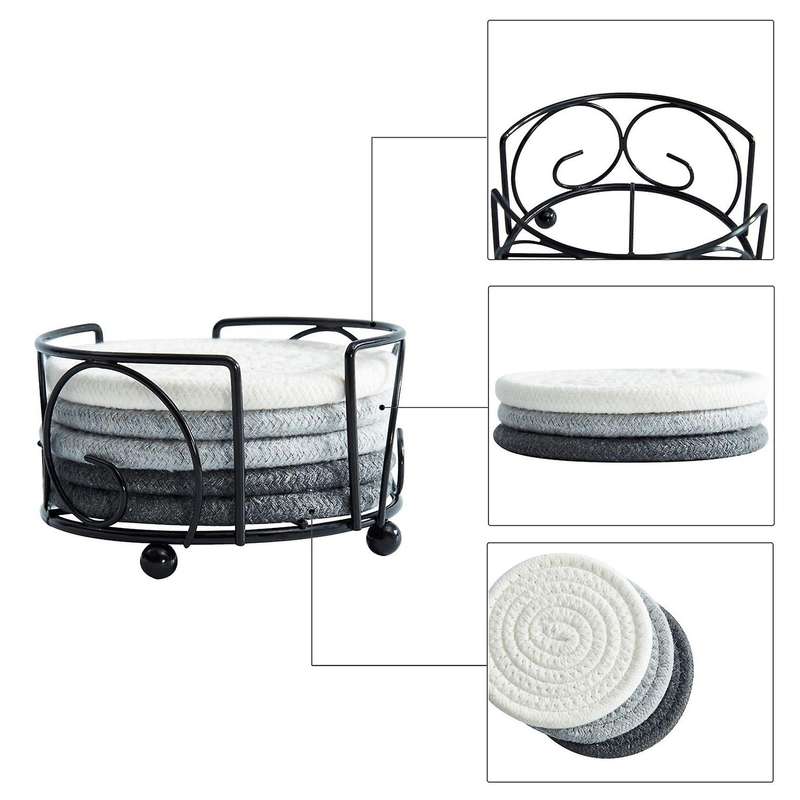 Coasters with Holder Handmade Braided Thick Cotton Rope