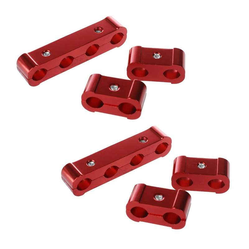 6pcs Engine Spark Plug Wires Separator Divider Clamp Kit Red
