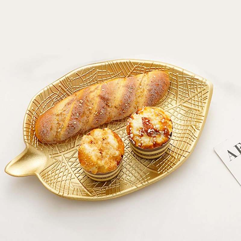 Nordic Decorative Tray Gold Leaf Shape Tray Jewelry Pallet (large)