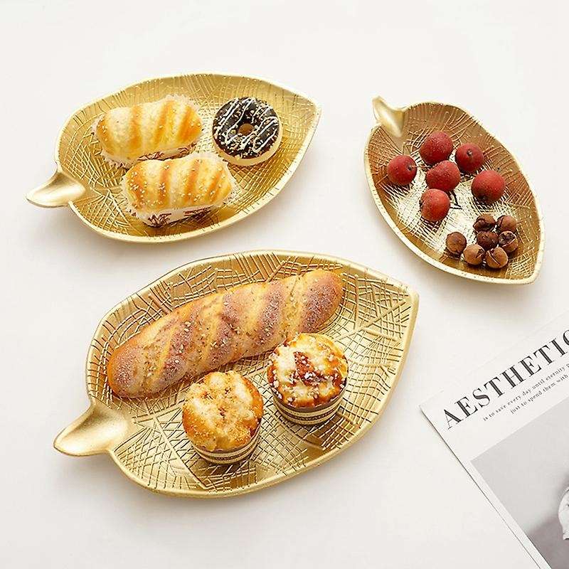 Nordic Decorative Tray Gold Leaf Shape Tray Jewelry Pallet (large)