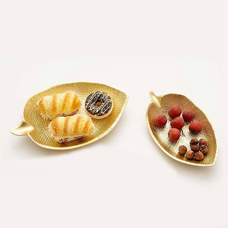 Nordic Decorative Tray Gold Leaf Shape Tray Jewelry Pallet (large)