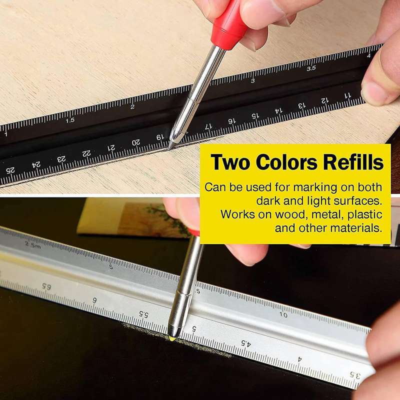 Solid Carpenter Pencil Set with 7 Refill Leads, Marking Tool