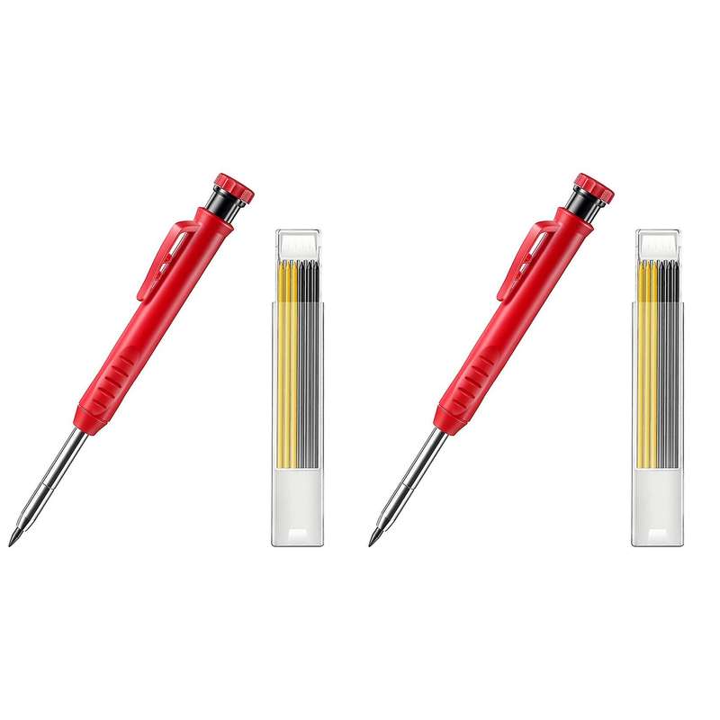 Solid Carpenter Pencil Set with 7 Refill Leads, Marking Tool