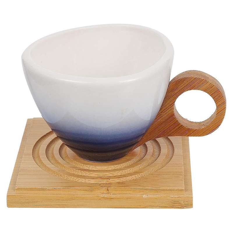 European Gradient Color Ceramic Coffee Cup Set Gift with Handle Blue