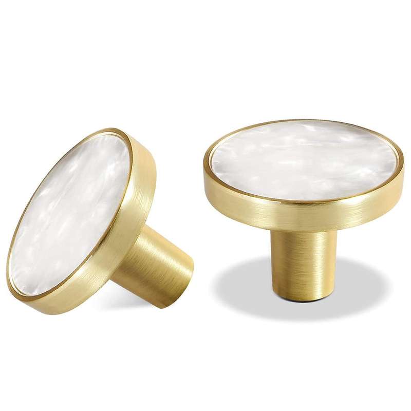 4 Pack Gold Knobs for Dresser Drawers, Kitchen Cupboard ,white