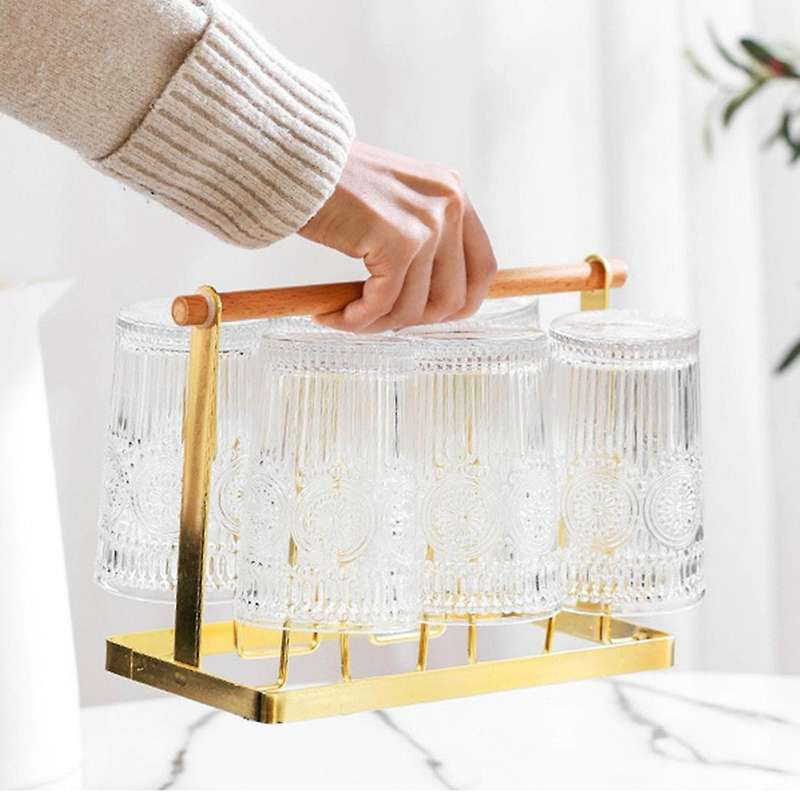 Kitchen Iron Cup Holder Creative Household Drain Cup Rack Gold