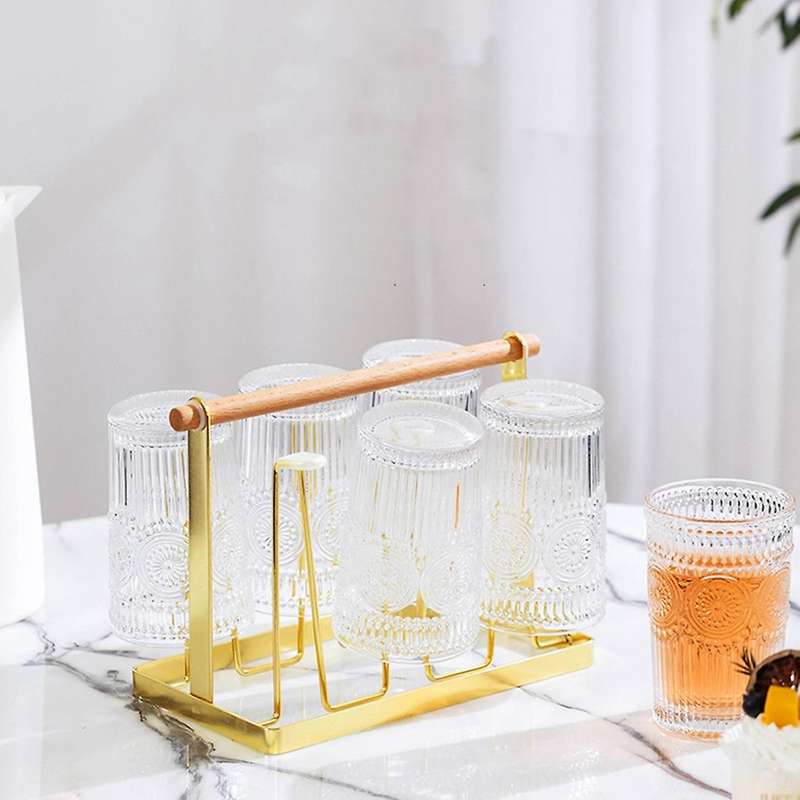Kitchen Iron Cup Holder Creative Household Drain Cup Rack Gold