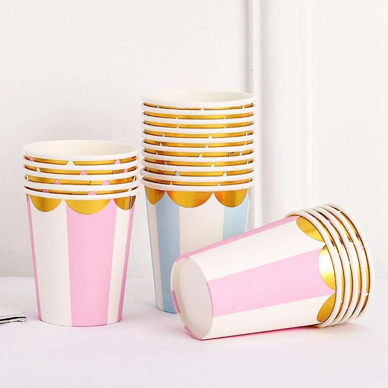 50pcs Birthday Party Decoration Pink Blue Tableware Set Paper Cup