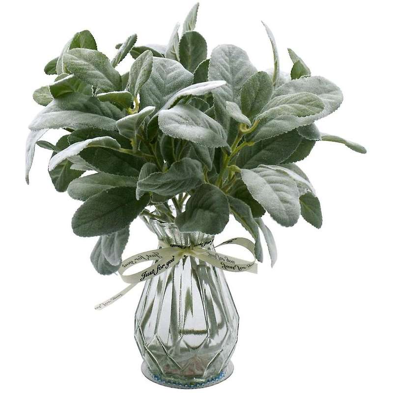 6pcs Artificial Flowers Flocked Lambs Ear Leaf,for Home Wedding
