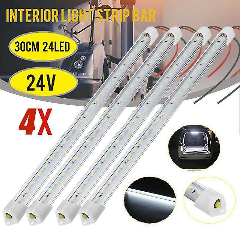 4pcs 30cm 24v 24 Led Car Interior White Strip Light Bar Car Interior