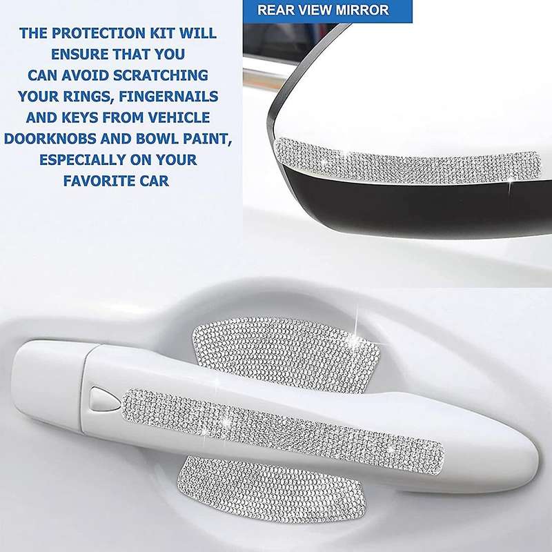 Car Door Handle Protector Rhinestone Bowl Cover 10pcs,silver