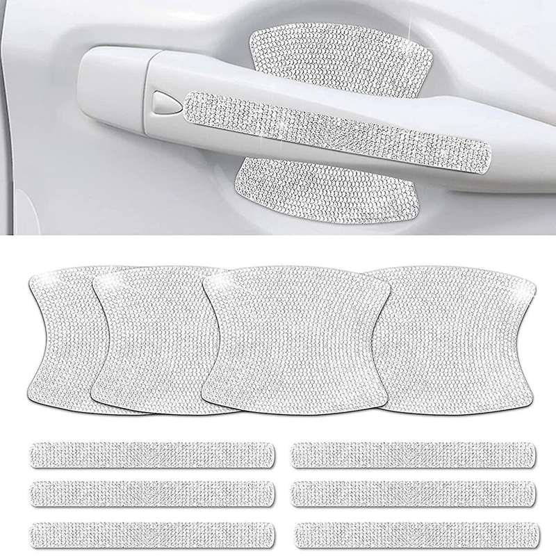 Car Door Handle Protector Rhinestone Bowl Cover 10pcs,silver