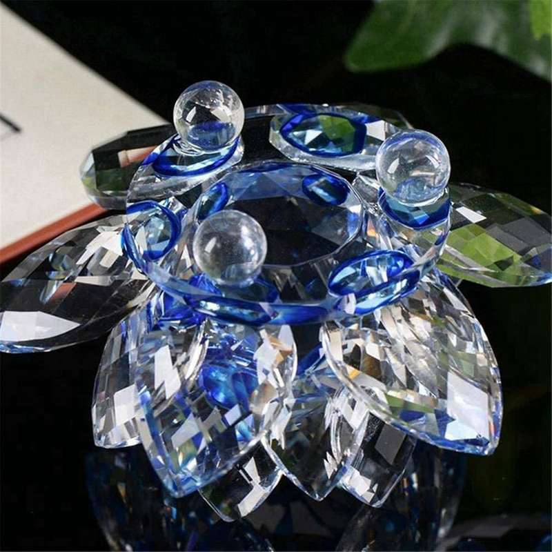 2x Yellow Crystal Flower Ornaments Crystal Lotus Interior(small)