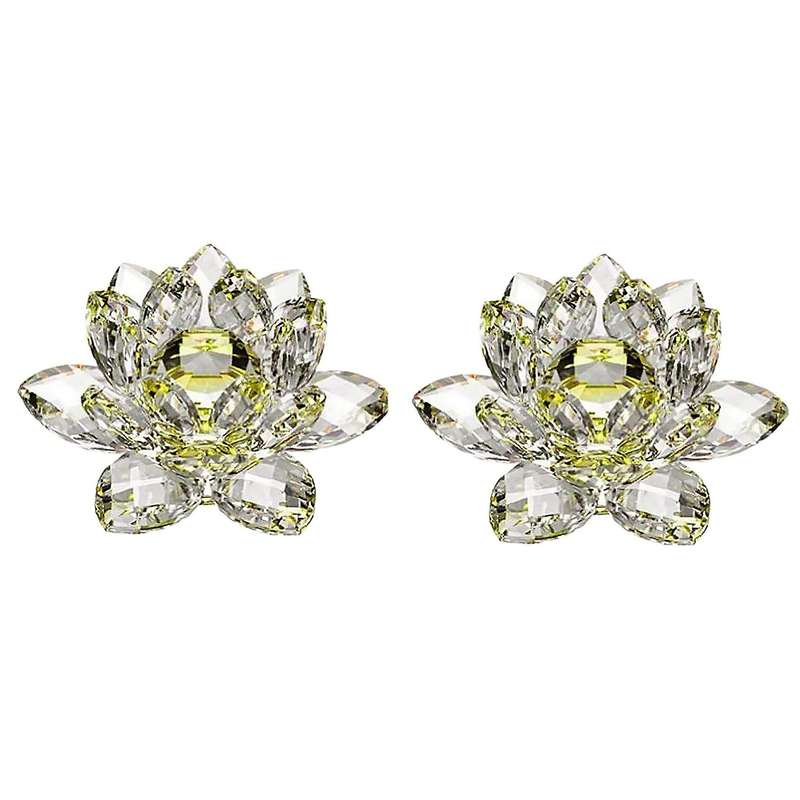 2x Yellow Crystal Flower Ornaments Crystal Lotus Interior(small)
