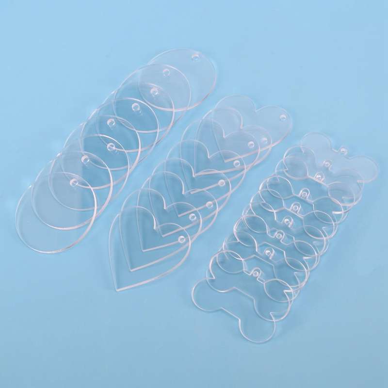 96 Pieces Acrylic Transparent Discs,tassel,keyring with Chain for Diy