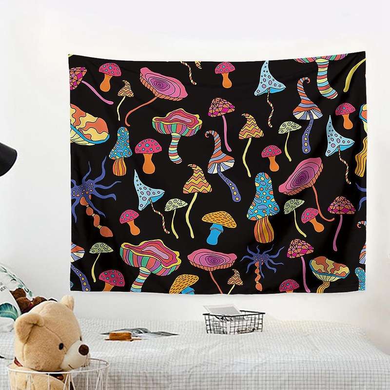 Mushroom Tapestry Beautiful Psychedelic Eyes Wall Hanging Tapestry