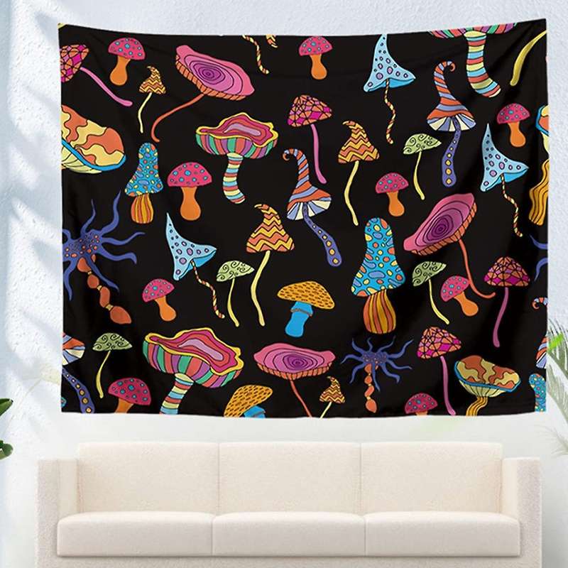 Mushroom Tapestry Beautiful Psychedelic Eyes Wall Hanging Tapestry