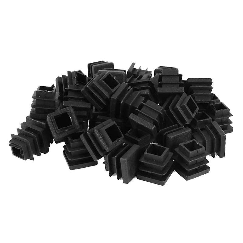50 Pcs Plastic Blanking End Cap Square Tube Insert 16mmx16mm Black